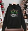 Merry Christmas Bow Trees Printing Hoodiy Men Loose Pocket Hoodies Casual All-Match Man Sportswear Fleece Fashion Pullovers