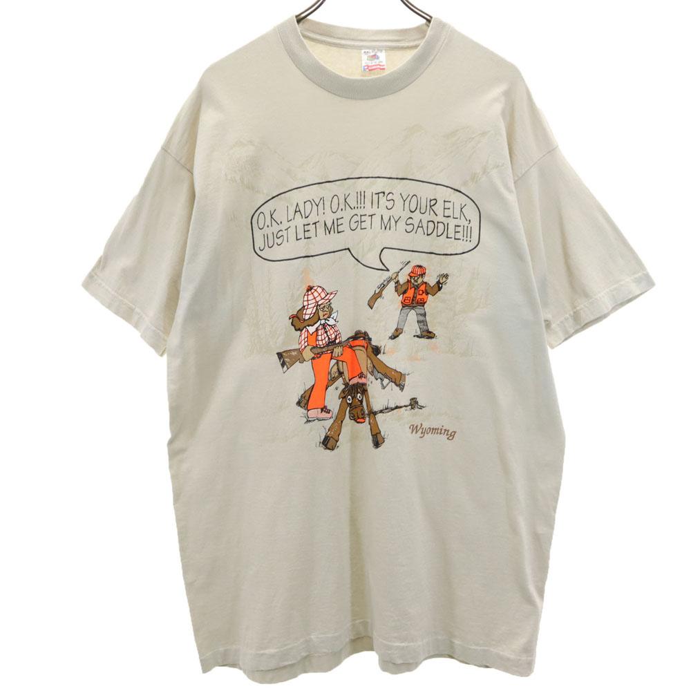 FRUIT OF THE LOOM 90s Made In USA Message Print Short Sleeve T-shirt Men's Used