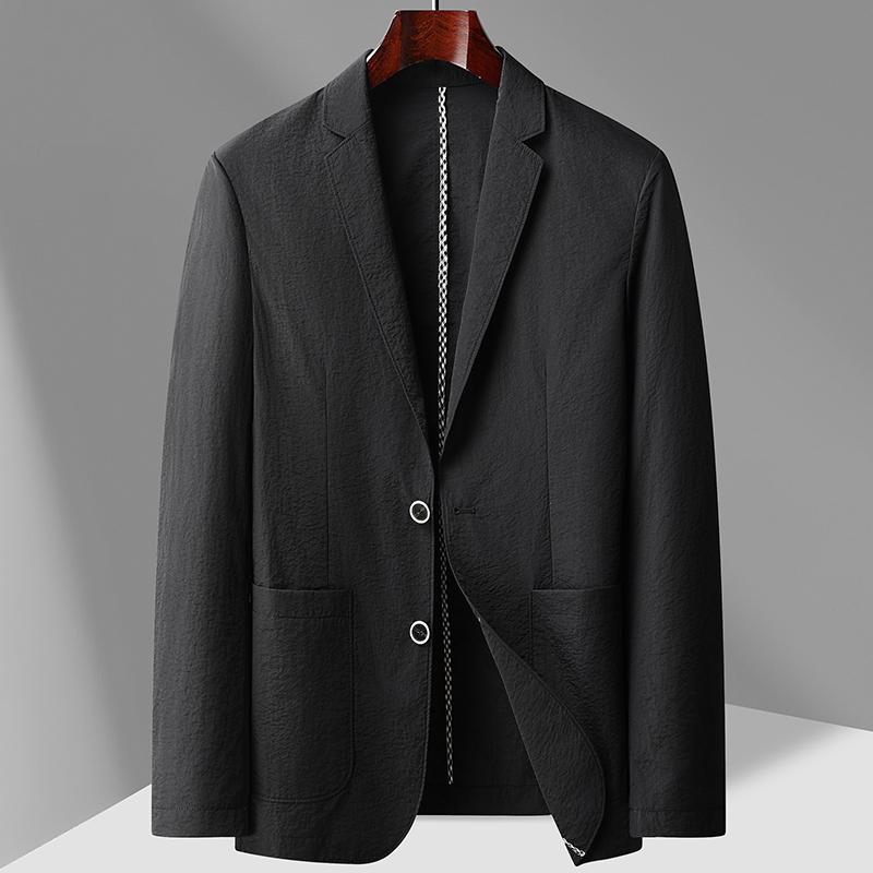 

Summer Thin Suit Men s Jacket Fashion Handsome Casual High-grade Sense of Light Luxury Suit Jacket Single West Sun-protective 4XL чорний