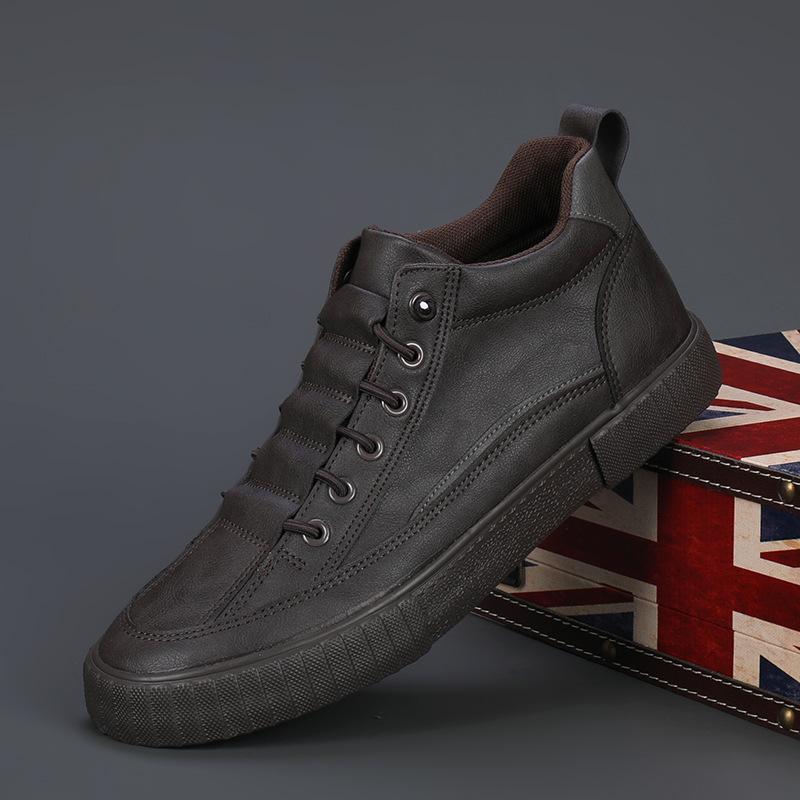 Men's Shoes 2024 Autumn New Men's High-top Leather Shoes Korean Style Trendy Casual Versatile Men's Sneakers Trendy Shoes