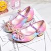 Mädchen Leder Prinzessin Schuhe 2025 Kinderschuhe Runde Zehen Weiche Sohle Mädchen Hoher Absatz Prinzessin Kristall Party Tanzschuhe