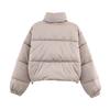 Womens Winter Short Cotton Puffer Jacket Stand Collar Long Sleeve Loose Fit Street Style