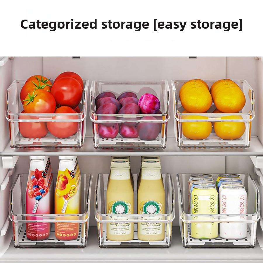 Clear Fridge Organizer, Refrigerator Organizer Bins with Handle, Freezer, Kitchen Cabinet, Pantry Organization, Fridge Organizer