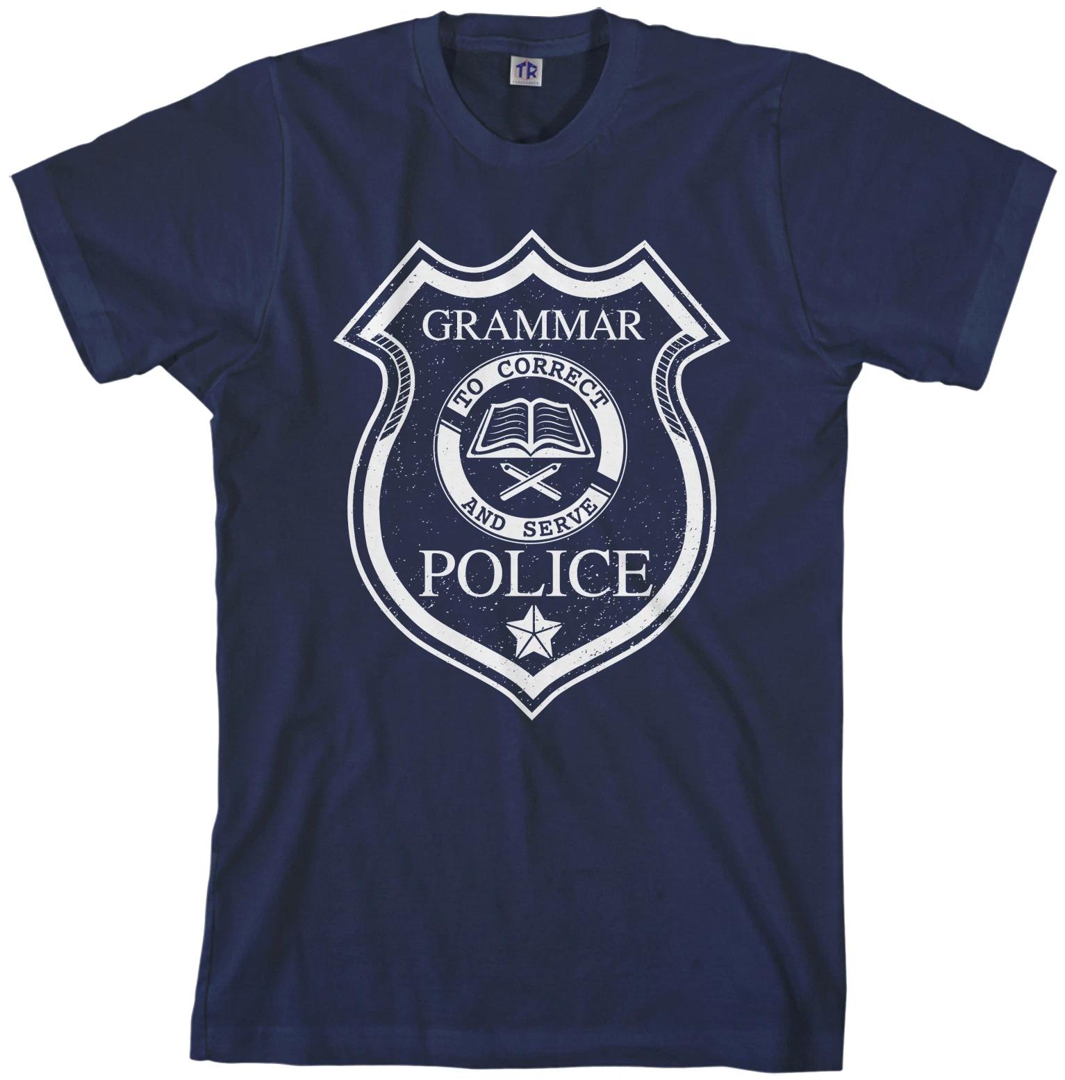 Threadrock Men s Grammar Police T shirt Funny Nerd Geek English S