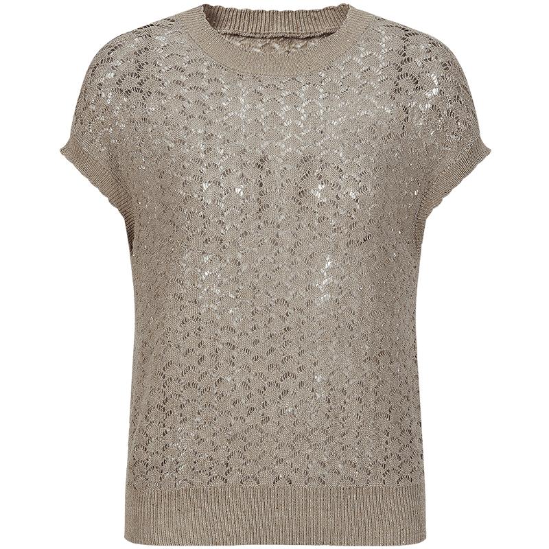 Women s Casual Sequin Hollow-out Sleeveless Knitted Vest S
