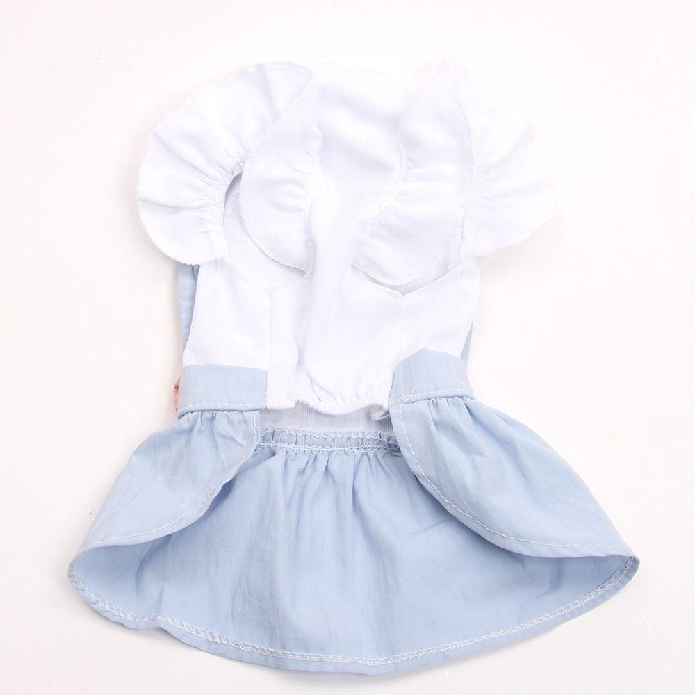 With Bow-knot Summer Dog Dress Pullover Design Pet Pleated Skirt Dog Round Neck Dress Pet Supplies