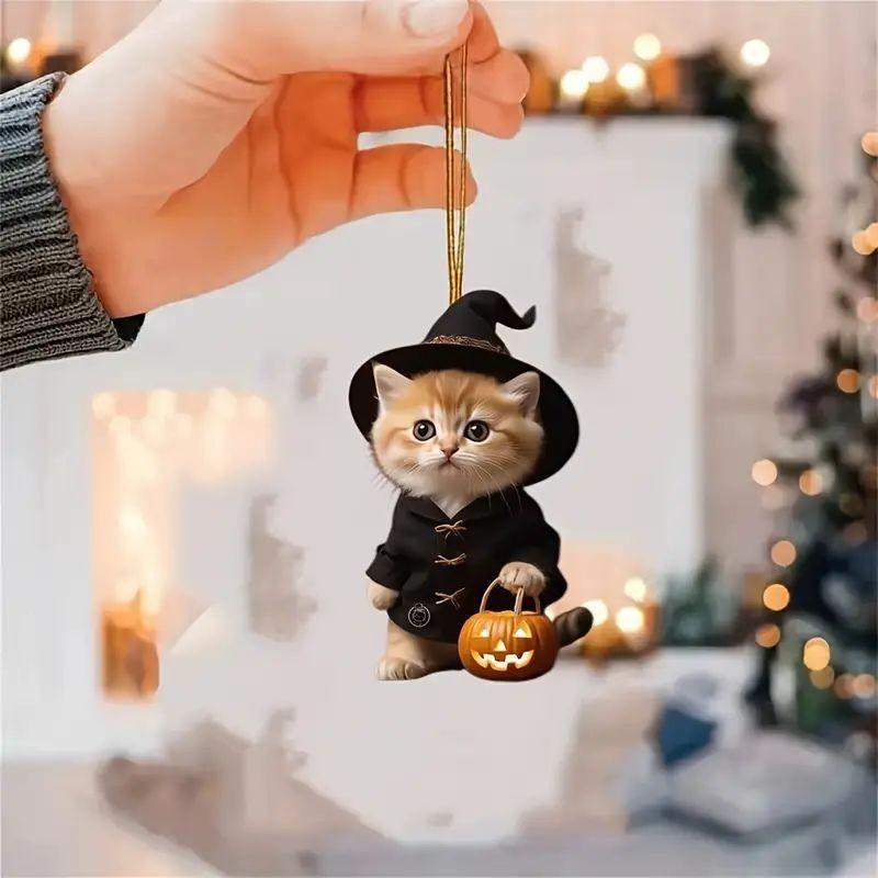 Acrylic Pumpkin Colorful Cat Auto Decoration Playful Cartoon Style For Your Interior Car