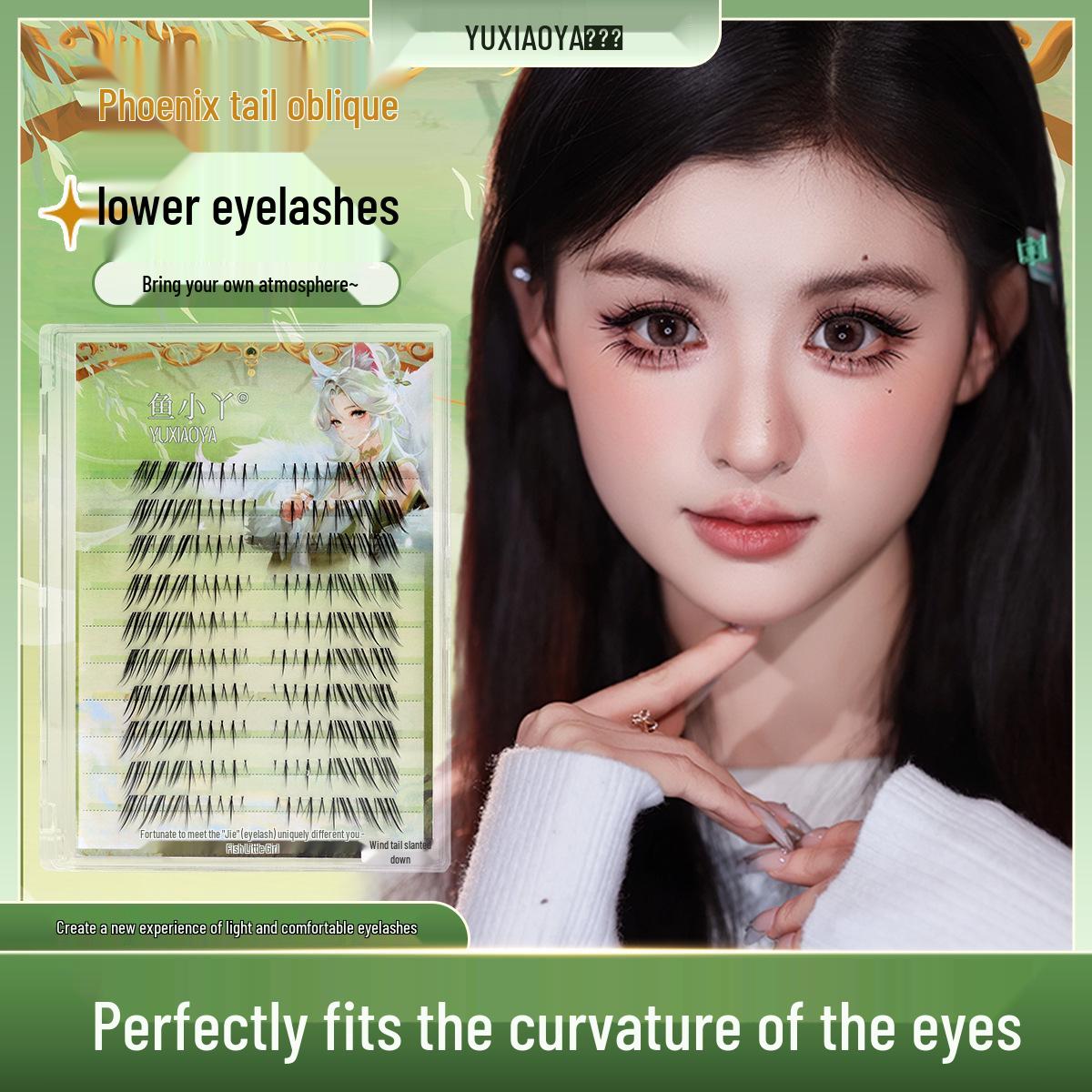Phoenix Tail Angled Lower Lashes: Large Capacity Comic Fox Charm False Eyelashes