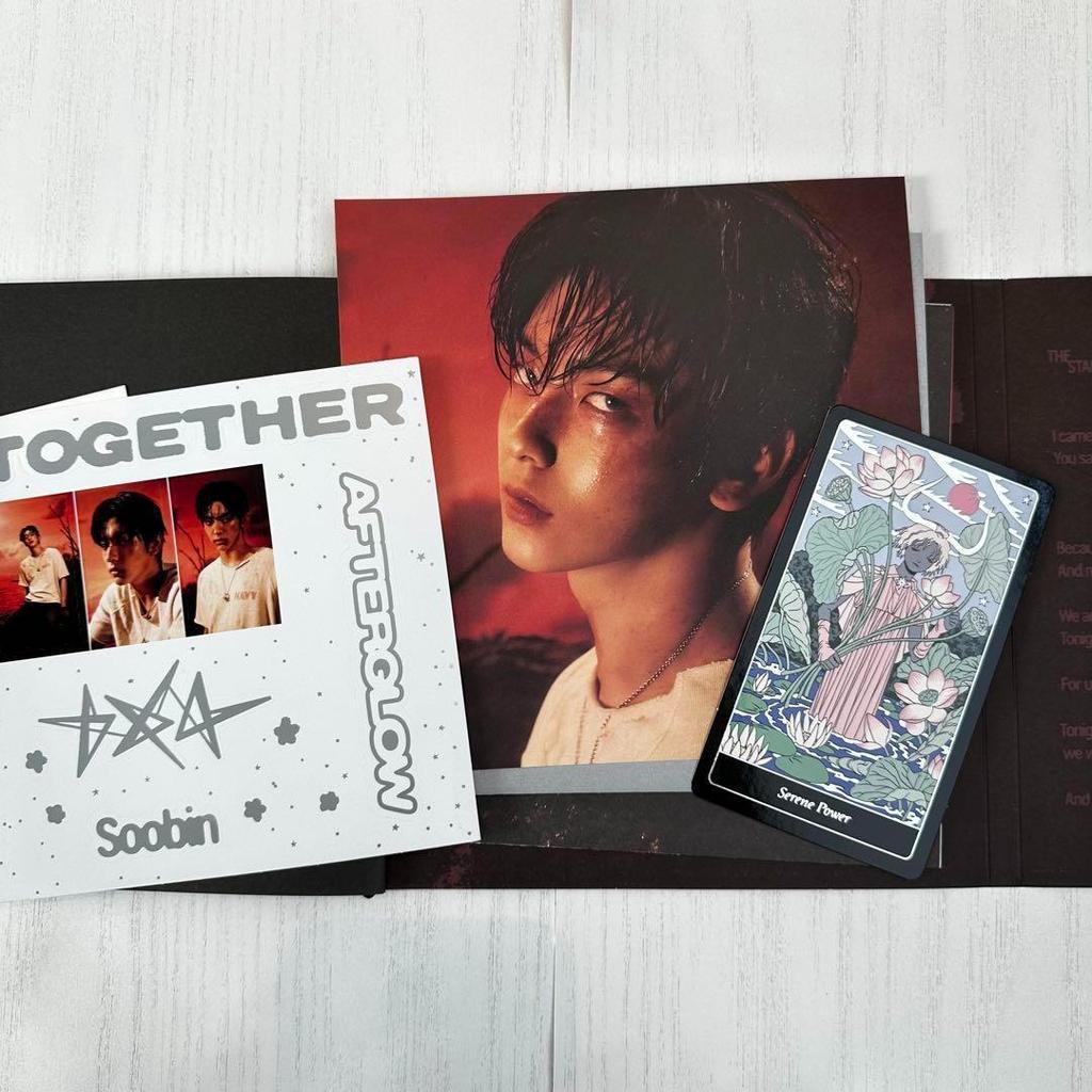 [USED] TXT Afterglow Soobin ver. Trading Card Set of 4 & Ribbon