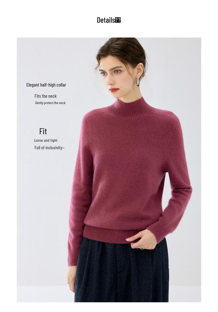 Lekasha Women's Cashmere Half-High Neck Knitted Sweater