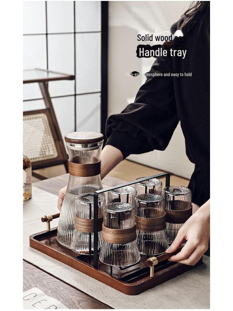 Gnas Chinese Style Heat-Resistant Glass Water and Tea Cup Set with Cold Water Kettle for Guests