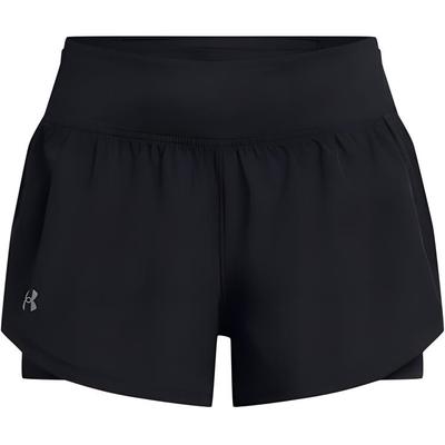 Speed Pocket Two-In-One Logo Print Elastic Mid-Waist Sports Shorts Women Shorts Black 1383165-001