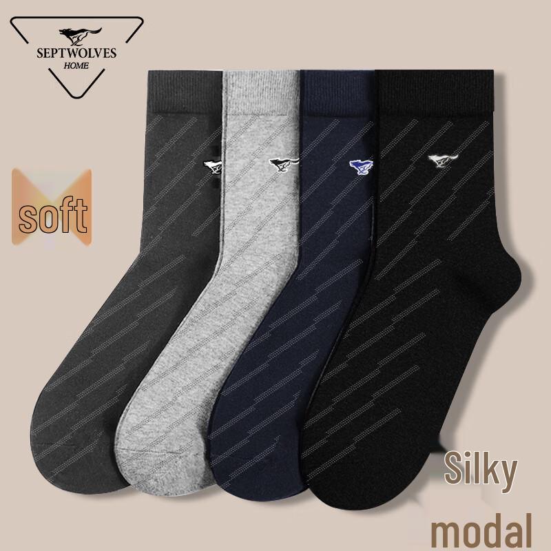 Seven Wolves Men s Modal Blend Mid-Calf Dress Socks One Size