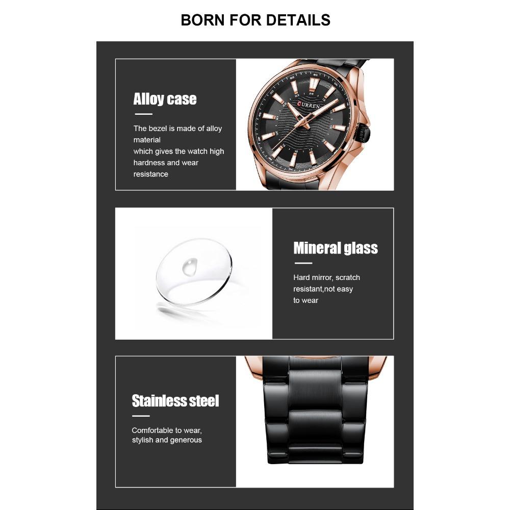 CURREN Classic Simple Stainless Steel Quartz Wristwatches Fashion Brand Men's Watches With Luminous Hands