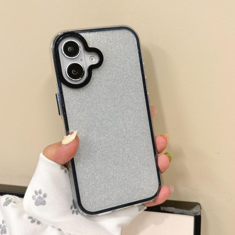 

Three In One Transparent Glitter Suitable Apple 16promax Phone Case IPhone 15PM Color PC Ring Protective iPhone 16 Pro чёрный