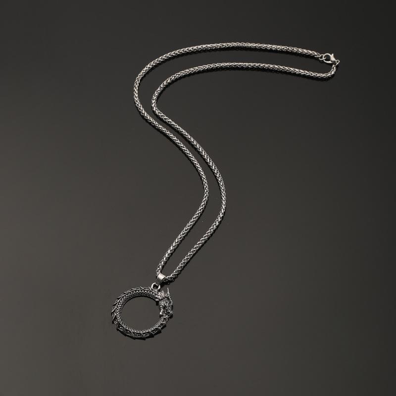 Popular Retro Dragon Pendant Necklace: Viking Norse Style Men's Party Accessory