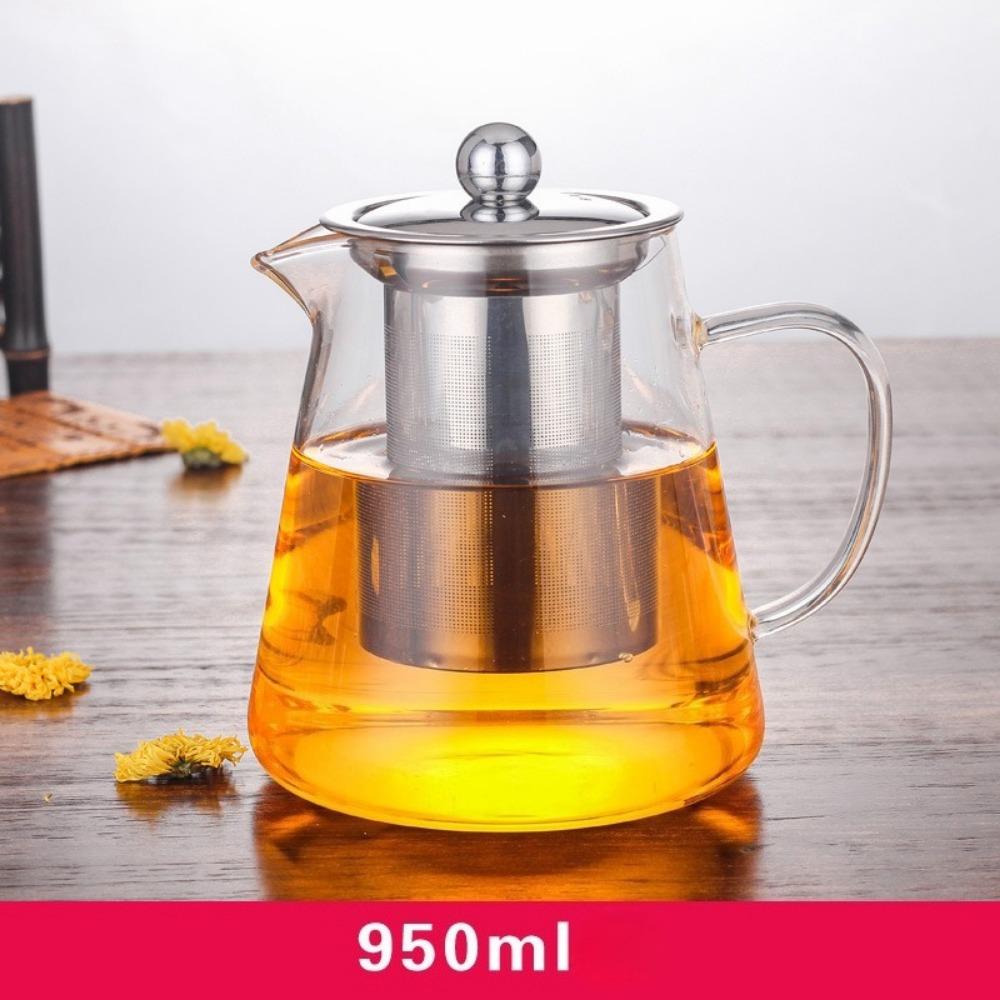 Induction Compatible Glass Teapot 1 Pc Heat Resistant Borosilicate With Stainless Steel Infuser For Daily Kung Fu Tea Brewing