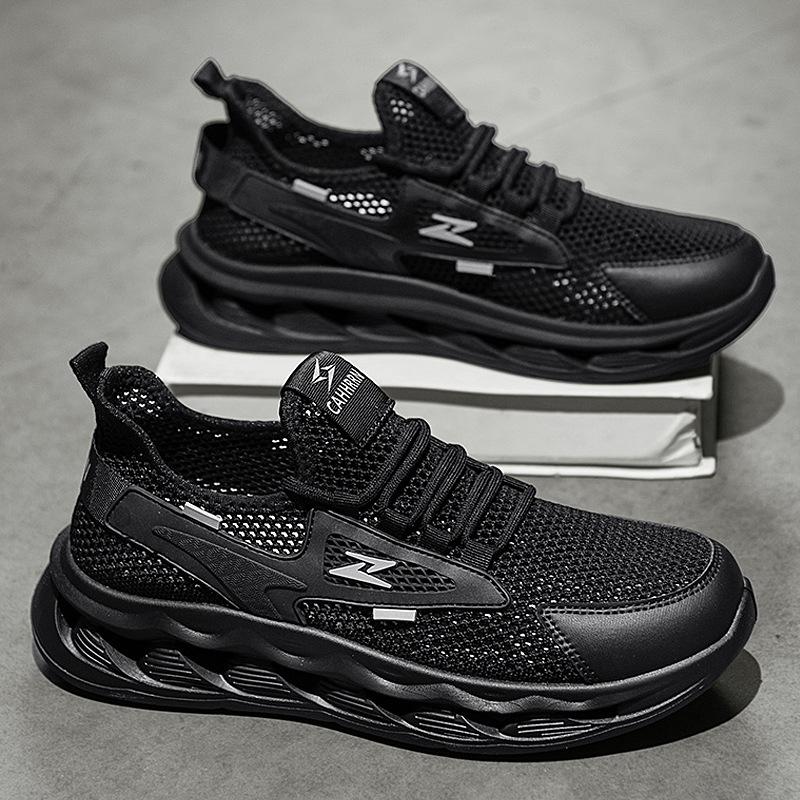 Men's shoes four seasons trendy round head versatile breathable no lace-up platform sports leisure comfortable foot men's shoes