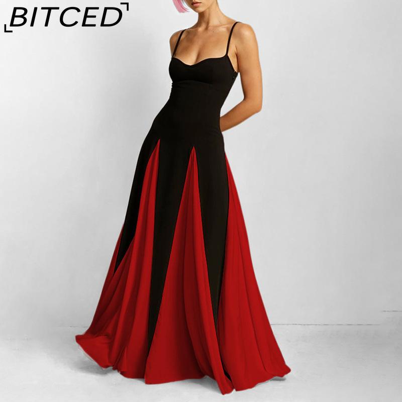 

BITCED Women s Fashionable Evening Gown Dress: Elegant, Sensual, Backless, Figure-Hugging XXXL чёрный/красный