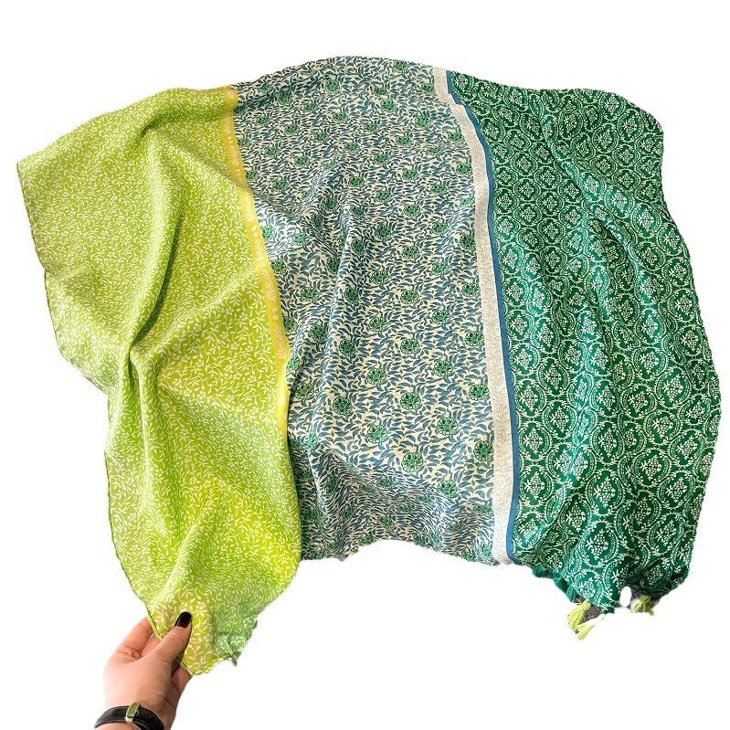 Dünner Baumwoll- und Leinen-Schal für Damen für Frühling und Sommer Ethno-Stil Quasten-Schal Reiseschal Strandtuch Atmungsaktiv Weich