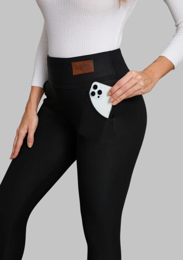 Damen Hohe Taille Fleecegefütterte Woll-Leggings - Warme Skinny Yoga-Hose für Herbst/Winter