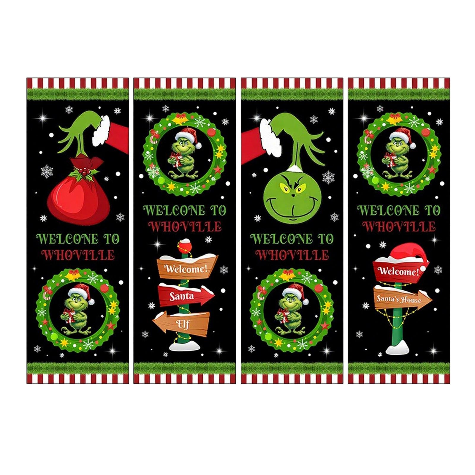 

Новый Рождественский Флаг Набор из Четырех Частей, Рождественский Фон Семейная Атмосфера Бугринч Декоративный Подвесной Тканевый Баннер. One Size