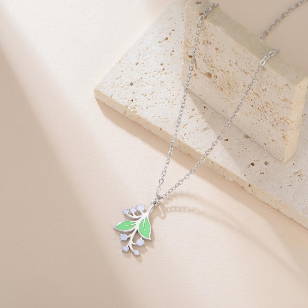 Lily of The Valley Pendant Necklace for Women Stainless Steel Female New Fashion Flower Choker Wedding Party Jewelry Gift