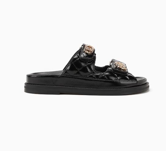 

Sheepskin Su Yinyin of the same style, small fragrant wind rhombus Velcro round head sports and leisure slippers, women s summer sandals 40