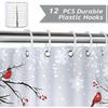 Bonhause Christmas Gnomes Shower Curtain, Xmas Tree Cardinals On Branches Grey Winter Holiday Bathroom Curtain 72 X 72 Inch Polyester Fabric