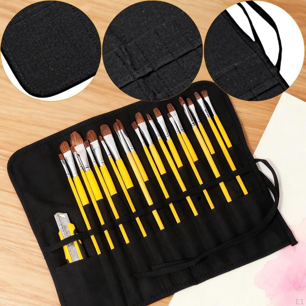 Paint Brush Holder Pouch Artist Protect Watercolor Paintbrushes Store Brush, Pens Tools 22 Slot