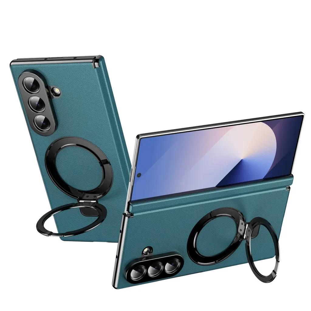 Business Magnetic Hinge Case For Samsung Galaxy Z Fold 7 6 5 4 3 360° Protection Screen Glass Magnetic Holder Cover