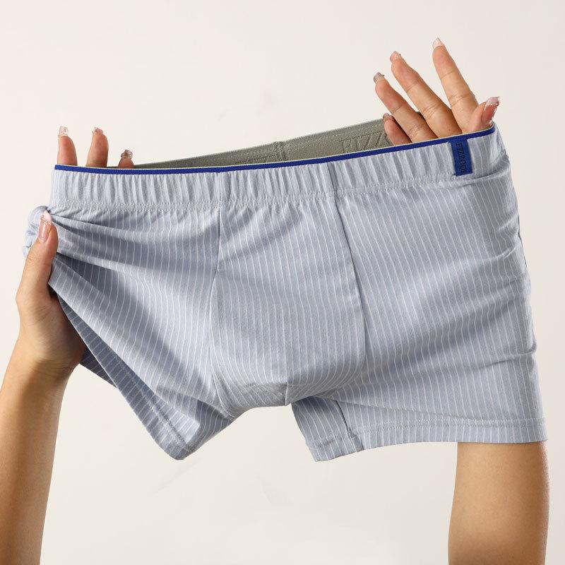 Men's Cotton Underwear Breathable Loose Square Underwear Striped Plus Size Flat Corner Shorts