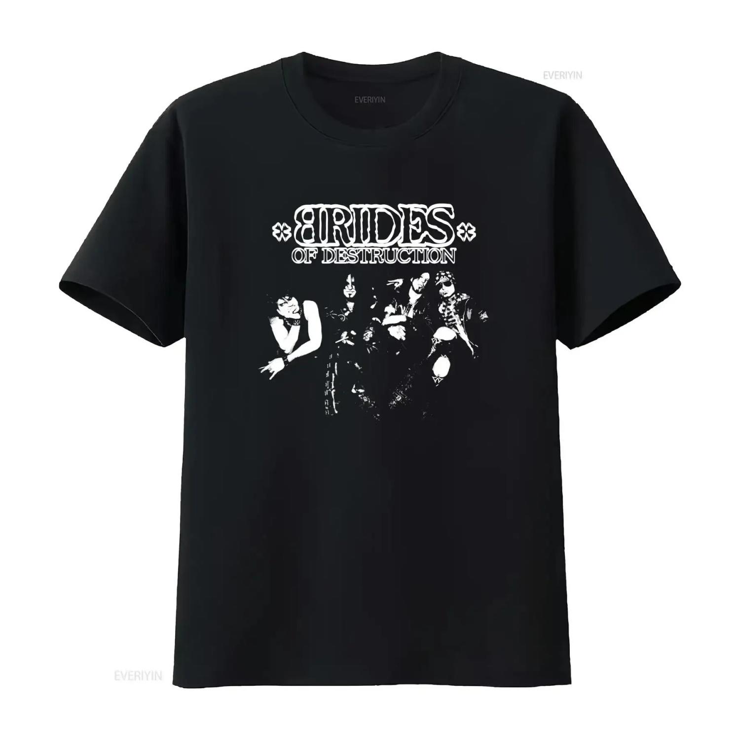 

Brides Of Destruction Official T Shirt Nikki Sixx Tracii Guns long or short sleeves vintage Washed Casual homme S чёрный