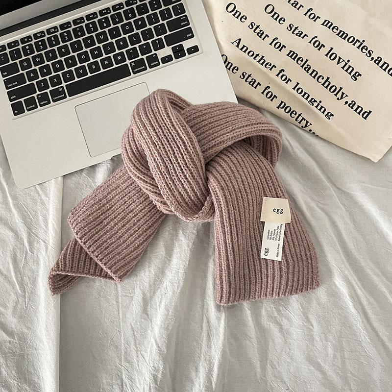 [Dai Green] Autumn and Winter Korean Ins Style Solid Color Simple Egg Cross Perforated Scarf Atmosphere Warm Blue Scarf