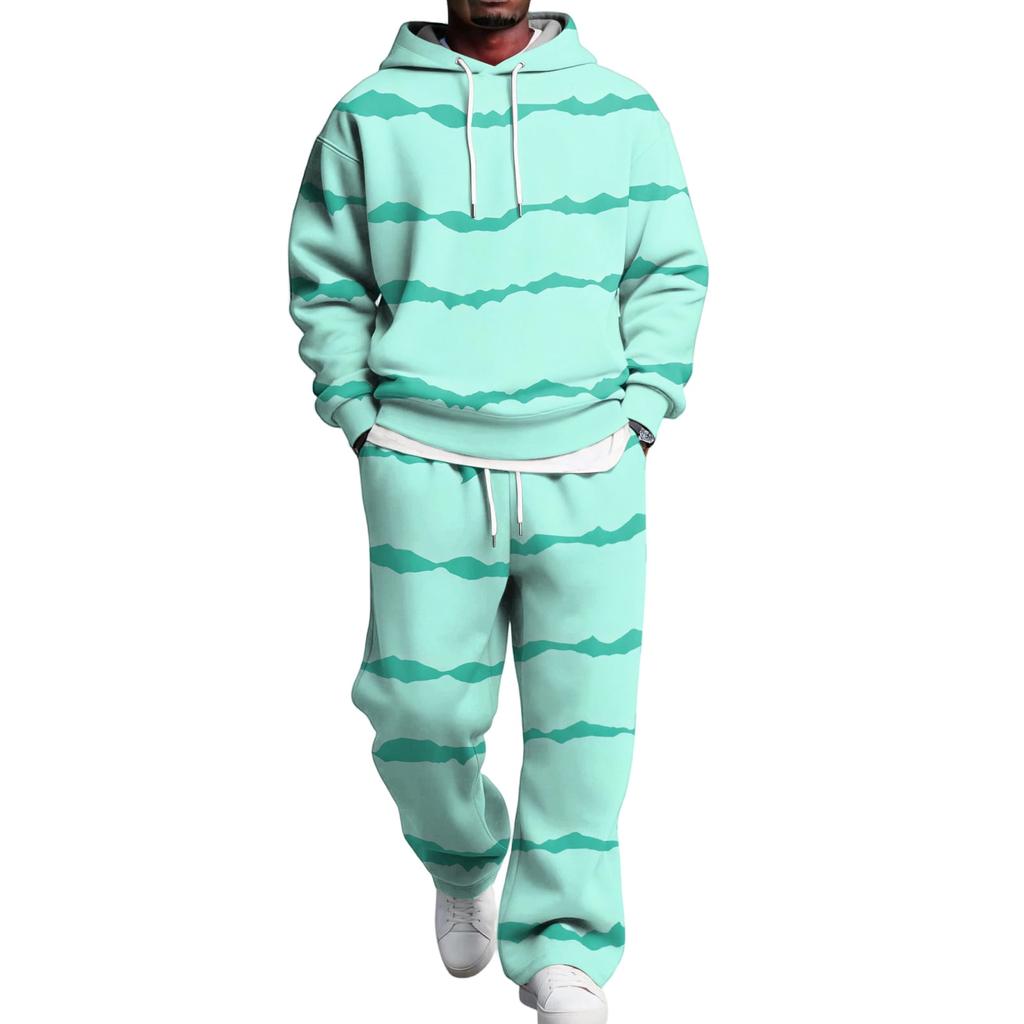 Men's Hoodie and Sweatpants Set with Elastic Waist, Casual Two Piece Outfit