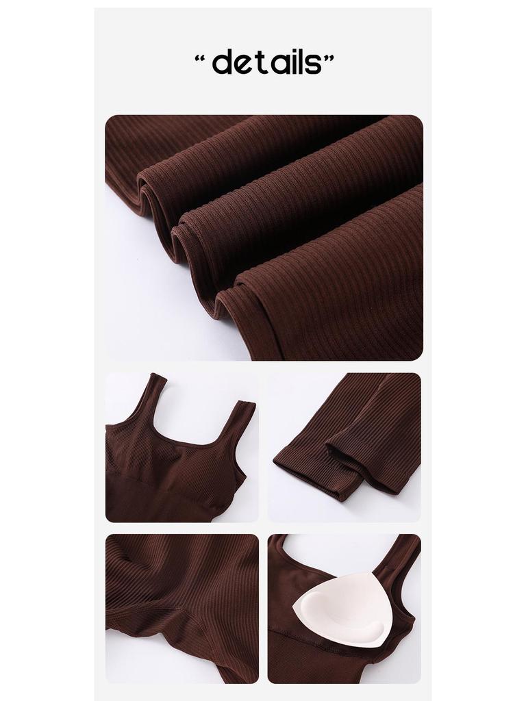 Žebrovaná bezešvá elastická kombinéza: Evropské a americké fitness jógové body