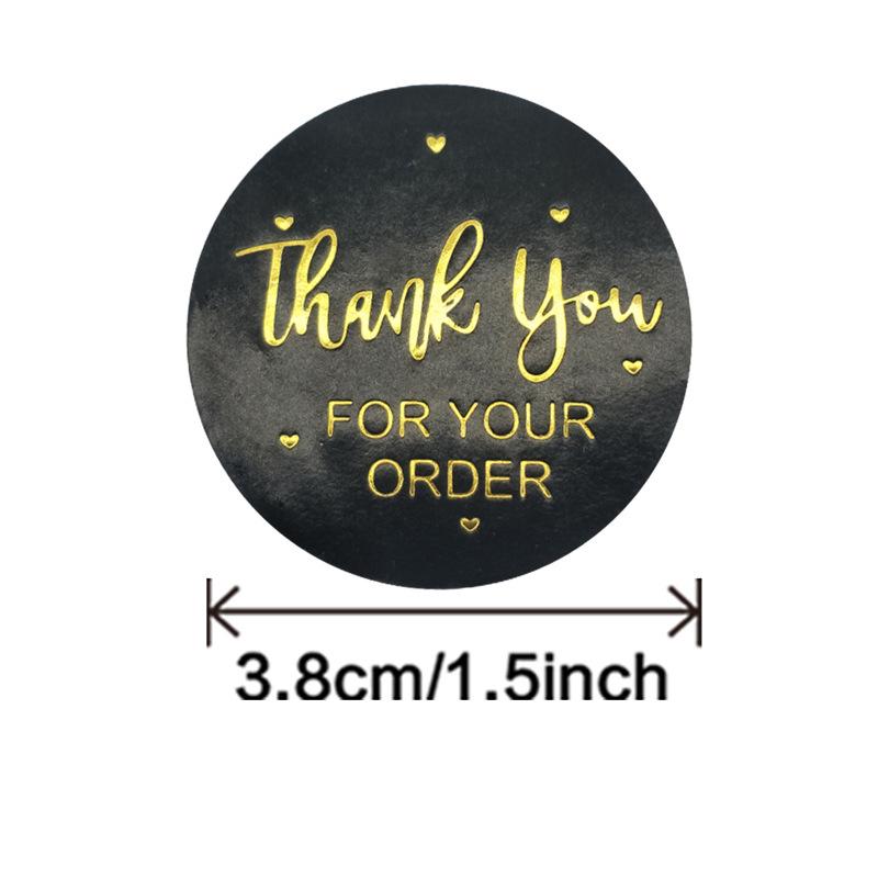 Black Coated Paper Hot Foil Thank You Sealing Stickers - Self-Adhesive Baking Labels