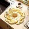 3D Flower Design Dish Draining Mat Water Absorbent Flower Countertop Mat  Bathroom