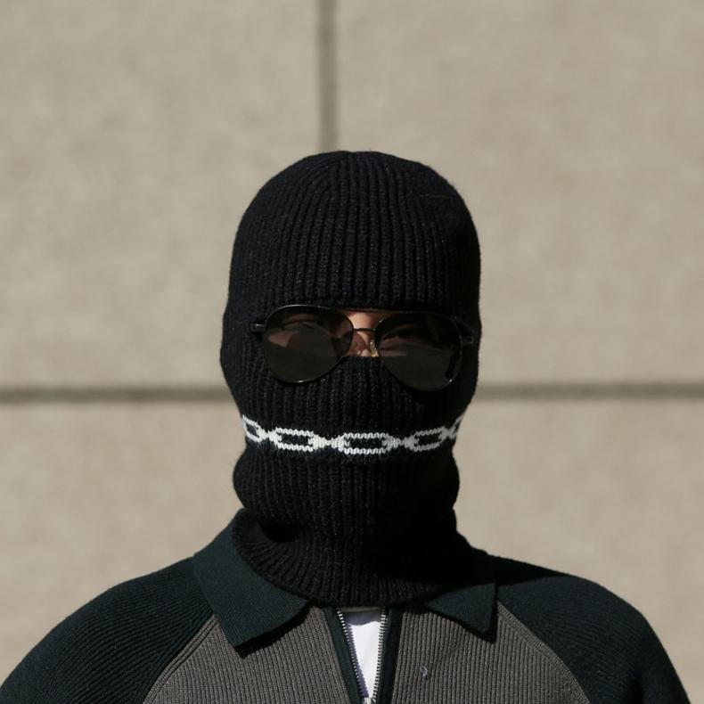 Winter Strickmütze Herrenmütze Outdoor Warm Winddicht Reiten Wollmütze Maske Schal Alles-in-Eins Mütze