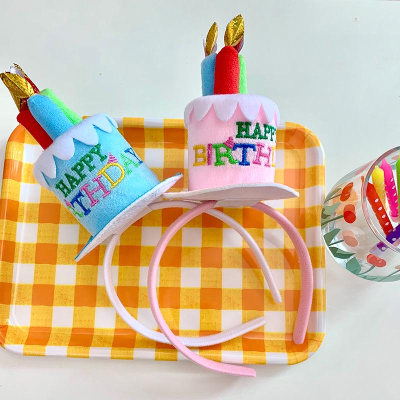 Birthday Cake Candle Headband and Hat for Baby and Pet Party Dress-Up, Holiday Photo Props