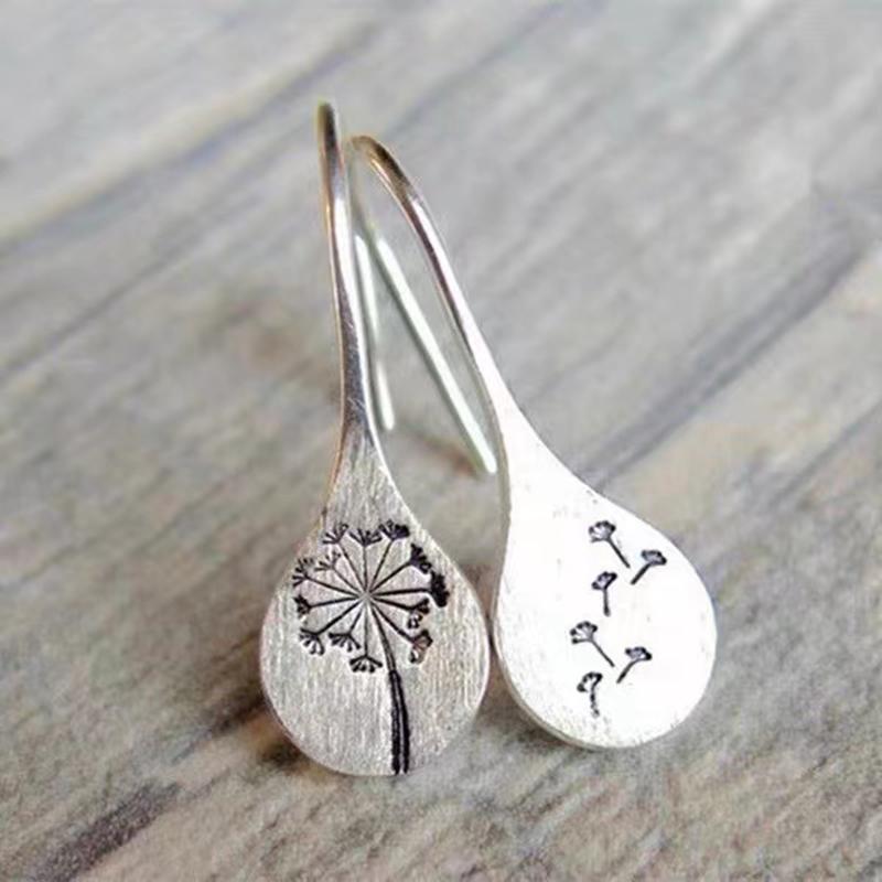 

New 925 Sterling Silver Dandelion Earrings Charm Personalized Plant Pattern Style Women Earrings Birthday Gift Fine Jewelry