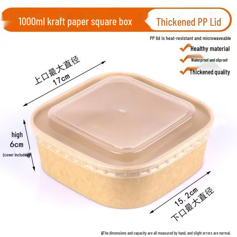 

Square Kraft Takeaway Box with PP Lid