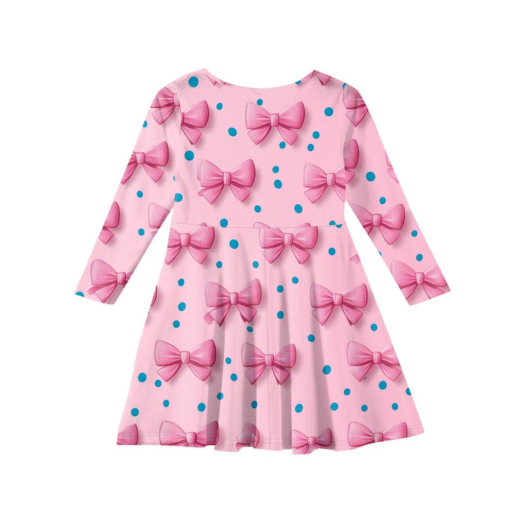 Sommer-Prinzessinnenkleid für Mädchen, Langarm A-Linien T-Shirt-Kleid Valentinstag