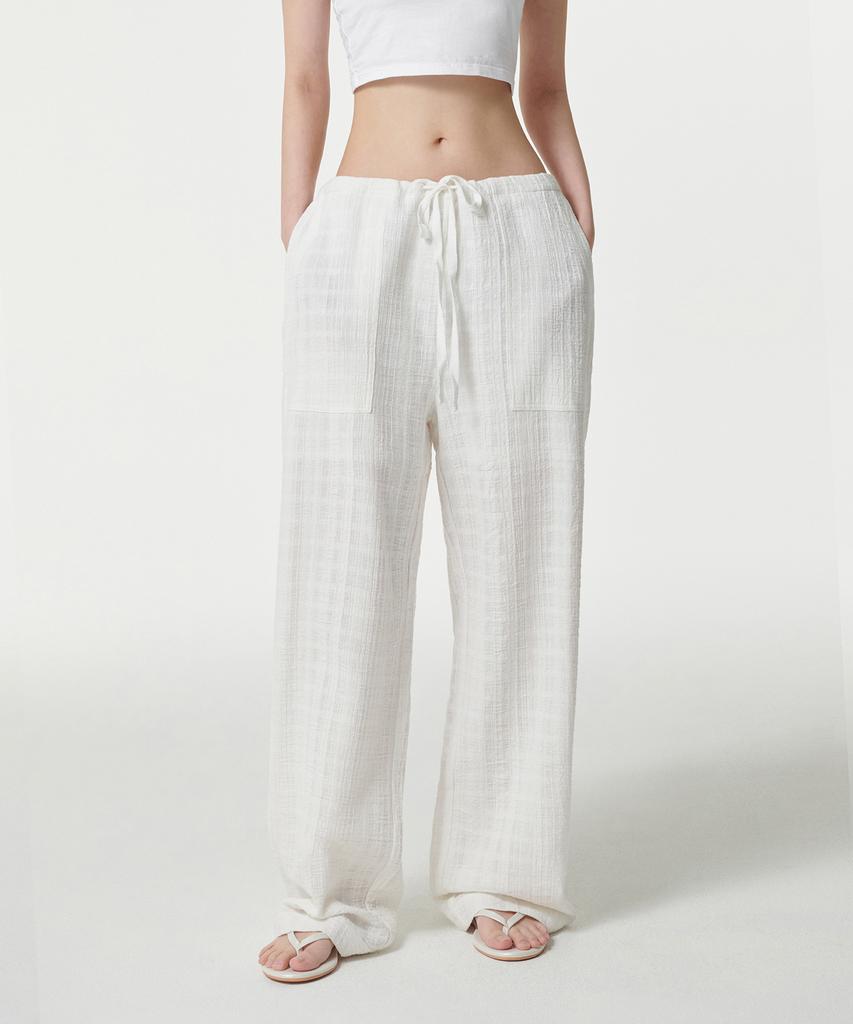 MUSINSA STANDARD WOMAN Women'S Plaid Lace Drawstring Wide Pants [Ivory]