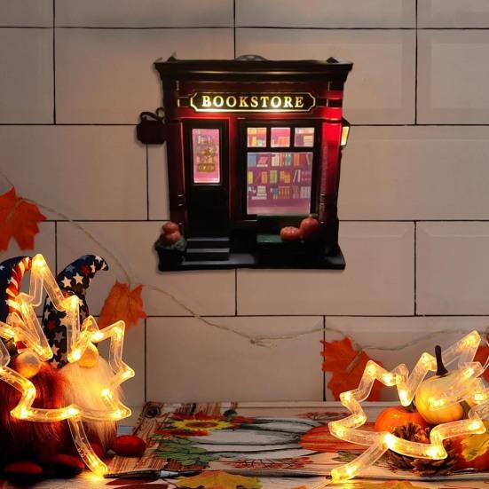 Bookstore Night Light Wall Projector Miniature Book Store LED Lamp