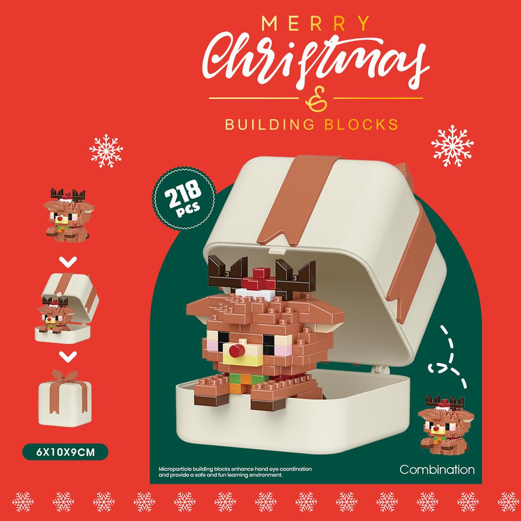 Non-Toxic Christmas Gift Box Kids Toys Building Blocks Santa Claus Elk Snowman Mini Bricks Christmas Decorations