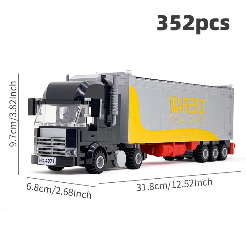 

City Heavy Container Truck Building Blocks, Semi-Trailer Cargo Vehicle Model, Logistics Transport Lorry Construction Toy Gift