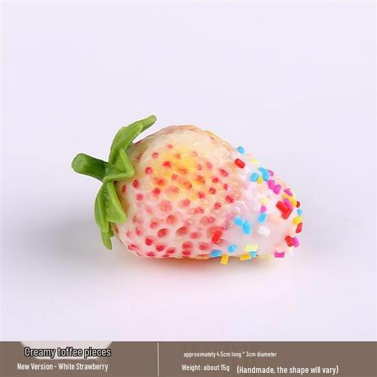 White Bionic Strawberry Fake Fruit Photography Prop - Plastic Decoration Toy