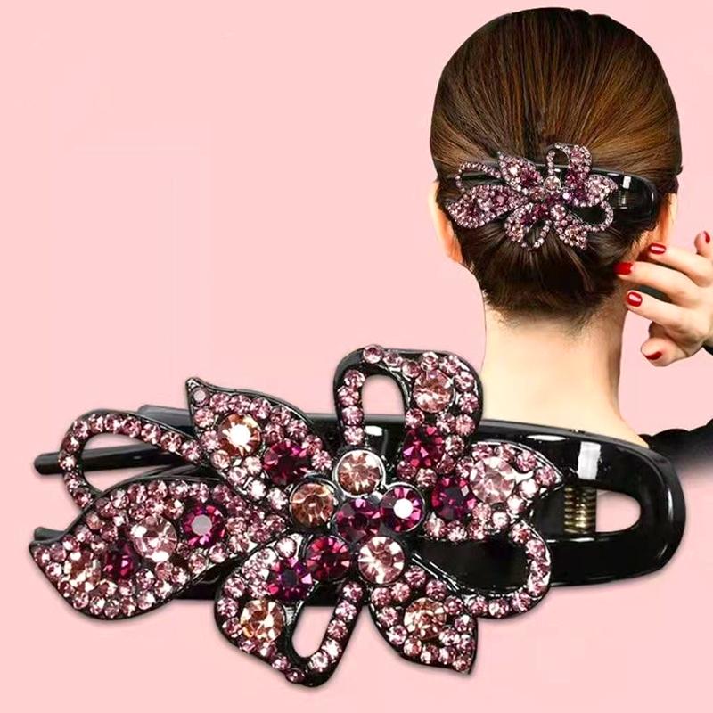 1Pc Hair Claws Hair Clips Plastic Fashion Duckbill Clip Women Rhinestone Hairgrip Hairpin