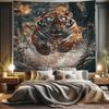 Tiger Galloping Through Forest Digital Printing Polyester Wall Hanging Tapestry Decorative Living Room Office Background Gift